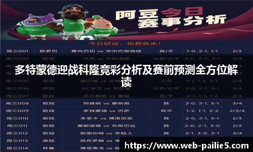 多特蒙德迎战科隆竞彩分析及赛前预测全方位解读